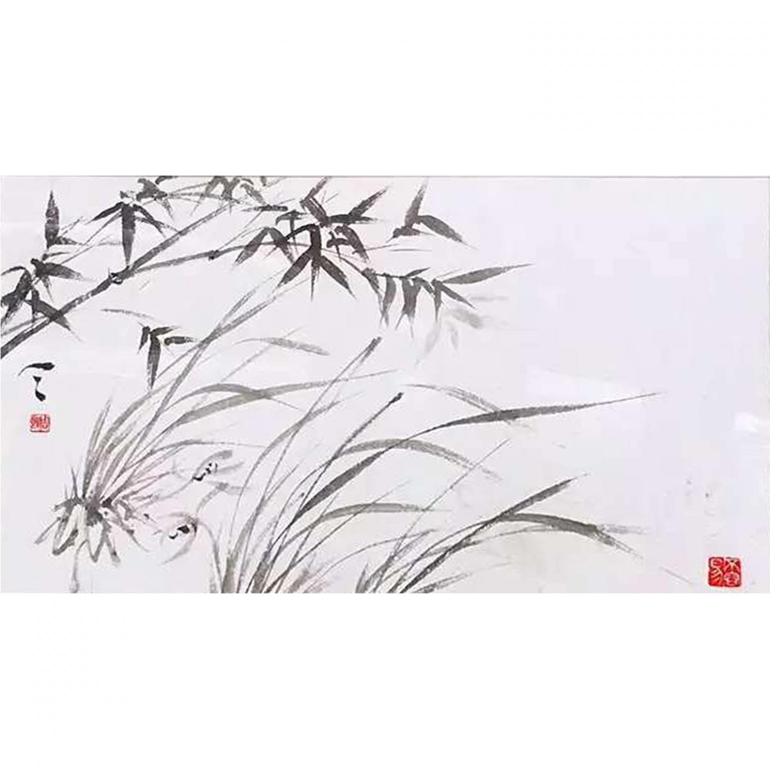 周牧天国画作品《【简竹】作者周牧天》