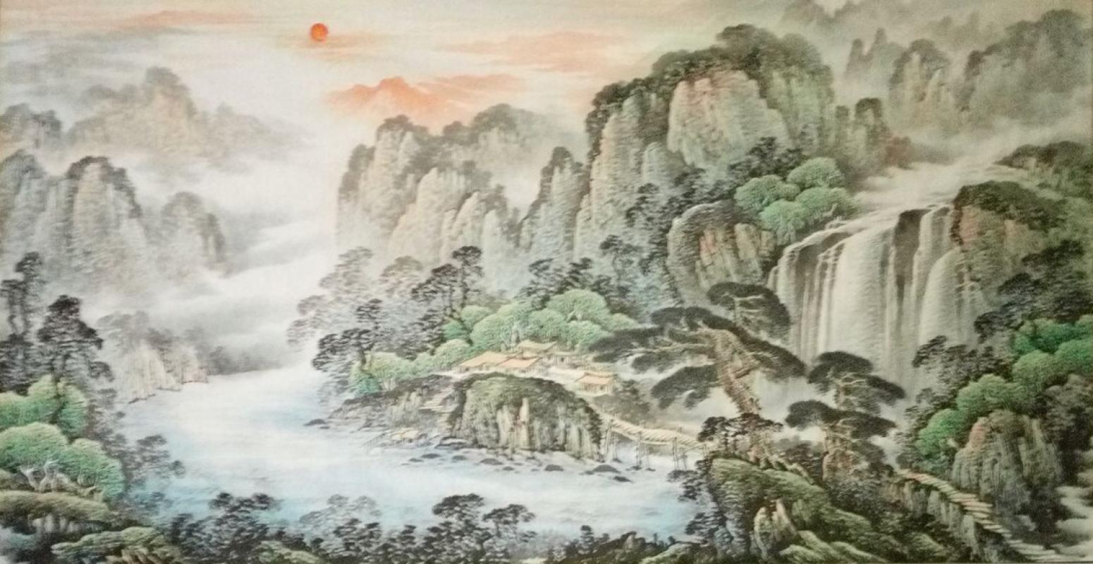 韦杰球国画作品《【高山流水6】作者韦杰球》【图0】