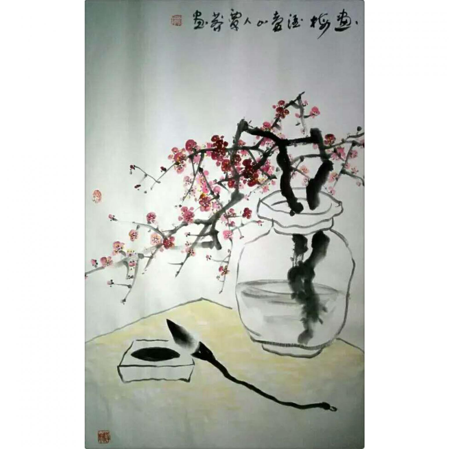 覃莽国画作品《【画梅】作者覃莽》