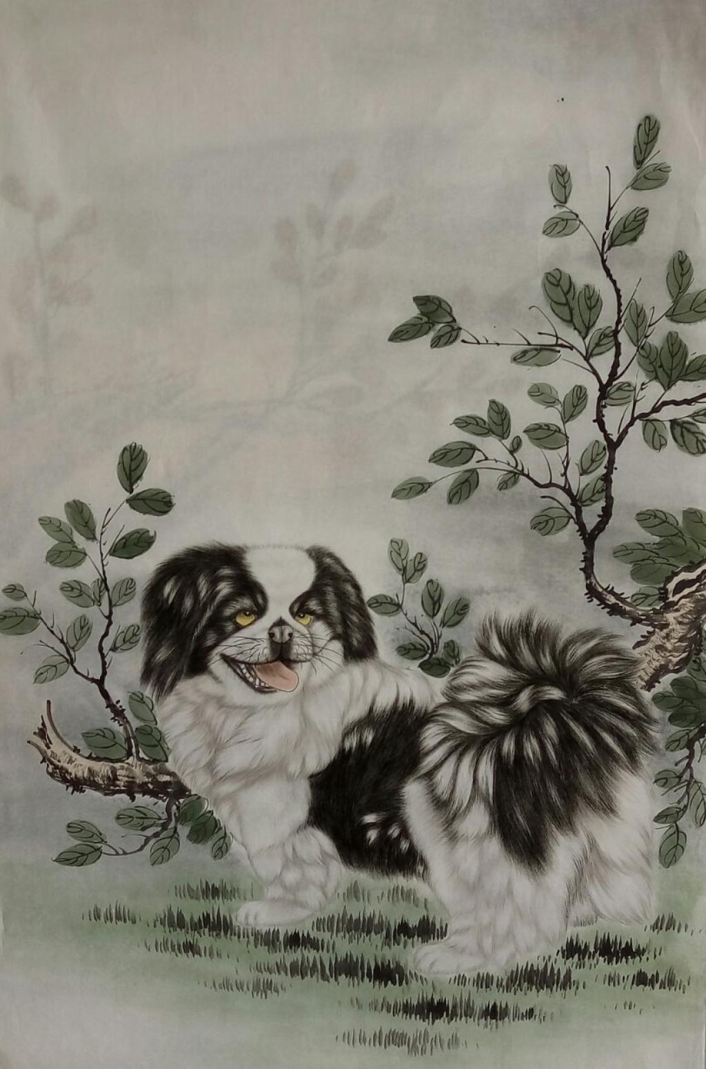 石海博国画作品《【宠物犬2】作者石海博》