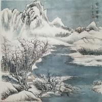 艺术家李高日记:近日国画作业几张，《寒山幕雪》、《夏林默钓》，祈诸友勿笑。【图0】