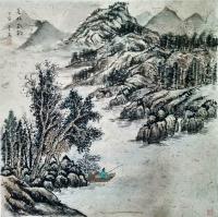 艺术家李高日记:近日国画作业几张，《寒山幕雪》、《夏林默钓》，祈诸友勿笑。【图1】