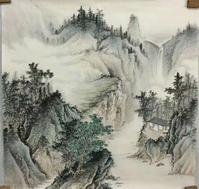 李伟成日记-李伟成国画作品《山高水长》完稿，四尺斗方，落款于兴艺堂发布。【图1】