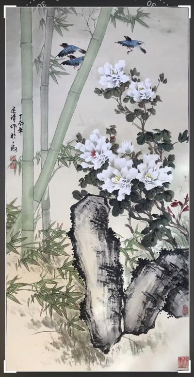 徐建清日记-国画花鸟类，兴之所至一气呵成，未及题名，绘制过程拍照留念，欢迎来电交流，徐建清。【图3】