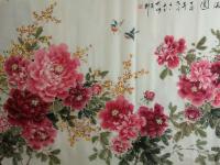 艺术家王长泉收藏:牡丹国画《春色似锦花满园》，大八尺240×120cm，王长泉【图0】