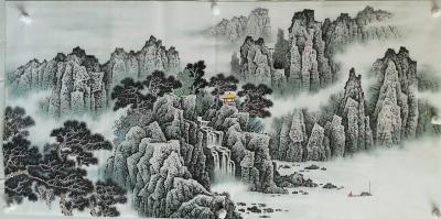 谷风日记-我的国画山水作品，迷蒙群山，秀丽恬静。世外桃源，远离尘世喧嚣。
谷风【图2】