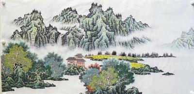 谷风日记-我的国画山水作品，迷蒙群山，秀丽恬静。世外桃源，远离尘世喧嚣。
谷风【图1】