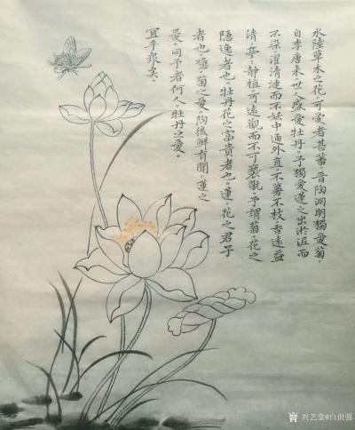 白世强日记 练笔书画作品 爱莲说 水陆草木之花 可爱者甚蕃 兴艺堂