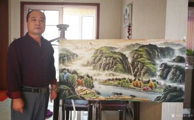 宁建华日记-近期作品，国画彩墨山水画《旭日东升》，尺寸四尺整张；
彩墨山水画《祥云福地》尺【图4】