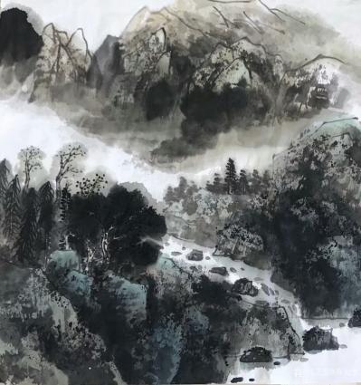 蒋元生日记-《每日一画》国画山水画《雨后听泉声》，祝福各位观众家庭幸福，520，幸福一生。【图1】