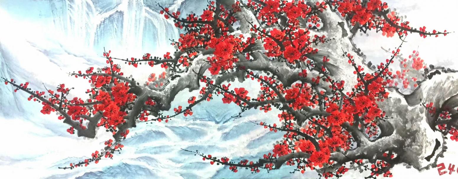 刘慧敏国画作品《寒梅傲雪》