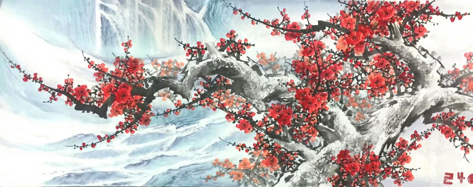 刘慧敏国画作品《寒梅傲雪》【图0】