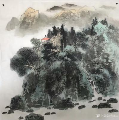 蒋元生日记-每日一画，国画山水画《清泉石上流》，尺寸50*50cm【图1】