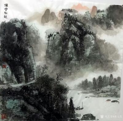 蒋元生日记-每日一画：国画山水画《溪云初起》，尺寸50*50cm【图1】