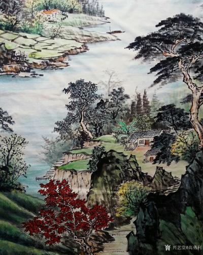 高勇利日记-国画山水画《鐘靈毓秀》，朋友定制的一幅風水畫，四呎整紙，138*69CM，軟片未【图2】