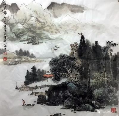 蒋元生日记-每日一画，国画山水《江山多娇》，尺寸50x50cm，敬请欣赏。【图1】