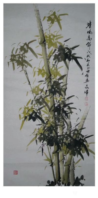 党文军日记-国画竹系列，新作三幅：《清风高节》，《清气图》，《竹报平安》，尺寸39*139c【图1】