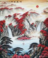 艺术家宁建华日记:国画彩墨山水画《鸿运当头》，尺寸130*110cm，送给老师【图0】