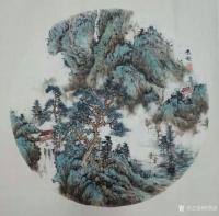 艺术家欧凯歌日记:近期国画山水画9張《翠岭飞瀑图》，《瀑舞云飞》《清江帆影》，【图1】