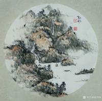 艺术家欧凯歌日记:近期国画山水画9張《翠岭飞瀑图》，《瀑舞云飞》《清江帆影》，【图4】