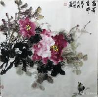 艺术家汪琼日记:今天画的国画花鸟画《富贵吉祥》，《紫云图》斗方两幅，尺寸68【图0】