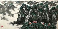 艺术家叶向阳日记:翰墨颂中华:国画山水画《青山耸翠千重锦银瀑长流万里涛》。恭请【图0】