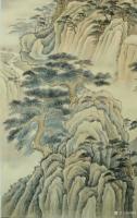 艺术家韩梅日记:仿古山水画《山居图》，配局部特写，刚画完，尚未落款，请欣赏，【图1】