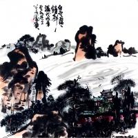 艺术家龚光万日记:国画写意山水画《 白云霭霭钟声湿 》   尺寸 68＊68c【图0】