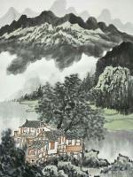 艺术家陈宏洲日记:国画山水画新作《闲听江流静看山》，60*60cm，请欣赏【图2】