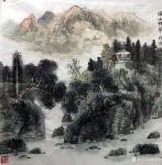 蒋元生日志-每日一画国画山水画《溪山积翠》，60*60cm【图1】