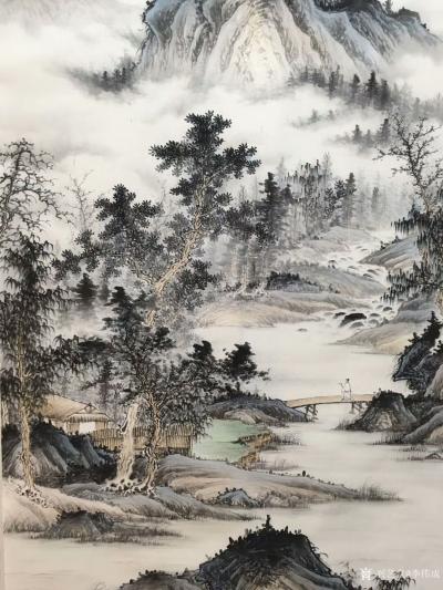 李伟成日记-私人订制，再作仿古山水画《深山幽居图》，68*140cm【图2】