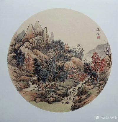 高勇利日记-国画山水画斗方一组，50*50cm，欢迎订制【图5】