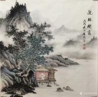 艺术家李伟成日记:国画仿古山水画五幅：《疏林闲窗》《溪山静幽》，《嘉木芳妍》，【图0】