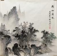 艺术家李伟成日记:国画仿古山水画五幅：《疏林闲窗》《溪山静幽》，《嘉木芳妍》，【图3】