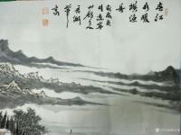 艺术家陈宏洲日记:国画山水画新作四尺横幅《春江水暖横渔舟》，68*138cm，【图4】