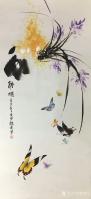 艺术家魏建军日记:国画蝴蝶画《紫气东来》，这两天才完成的四尺69×140的作品【图1】