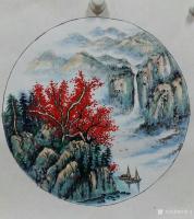 艺术家许贵才日记:近期画的国画山水画斗方《春》《夏》《秋》《冬》，尺寸50＊5【图2】