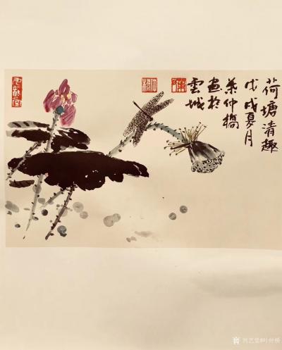 叶仲桥日记-每天一画：《荷塘清趣》国画花鸟画，规格38*28cm ，请欣赏【图2】