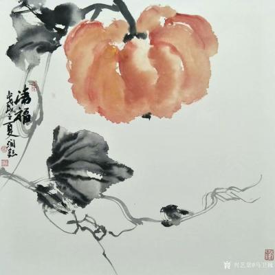 马卫巍日记-国画花鸟画《清福》
虽为南瓜，却透清香。养颐之福，不输葫芦。【图1】