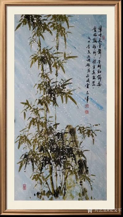 党文军日记-新作《雪竹》，国画花鸟画，四尺整张，68x138cm。
[竹]有着不一般的中国【图3】