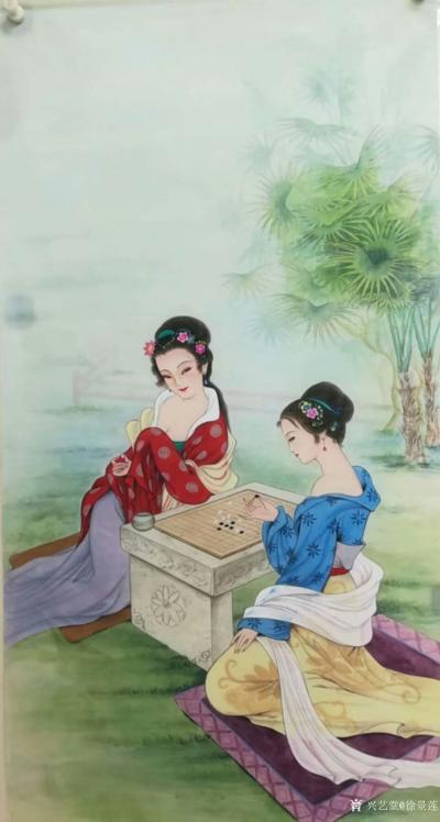 徐景莲日记-新创《琴》《棋》《书》《画》题材的全套美女图。最后的《画》正在创作中，此套作品已【图2】