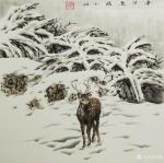 刘娟日志-《鹿溪霁雪》《冬日鹿语》国画动物画鹿，新作，四尺斗方68*6【图2】