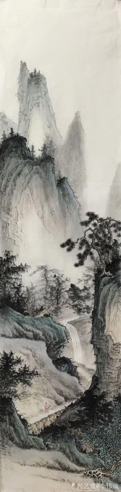 李伟成日记-四条屏仿古山水画，尺寸38*138cm，请欣赏，尚未落款，需要的欢迎联系【图3】