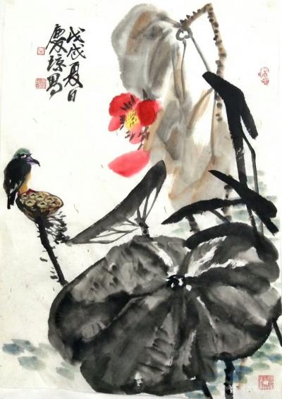 甘庆琼日记-私人订制《清风》，国画写意花鸟画近期客户订制作品四幅，荷花、芭蕉、牡丹。【图2】