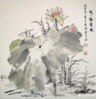 艺术家杜章瑞日记:《荷韵清风》《青莲荷韵》，国画花鸟画荷花，尺寸斗方60*60【图0】