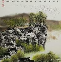 艺术家刘娟日记:《寒鸦万点闹夕阳》国画山水画斗方60*60cm【图0】