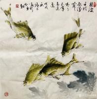 艺术家冯增木日记:《祥和自如》《泉清鱼乐》《》近作几幅斗方彩鱼，略施金粉，效果【图2】