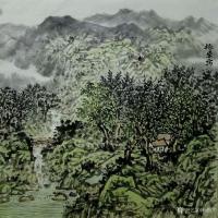 艺术家杨振华日记:新作《青山聚秀》三幅，绘制过程分享，国画山水画，尺寸60*6【图2】