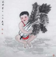 艺术家邢建明日记:国画人物画《送财》，《送财双童》，《来财》，《送财童子》，儿【图2】