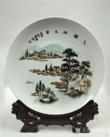 艺术家杨增超日记:奇石瓷画艺术作品：《高山流水》，《春暖花开》，《清溪幽胜》，【图4】